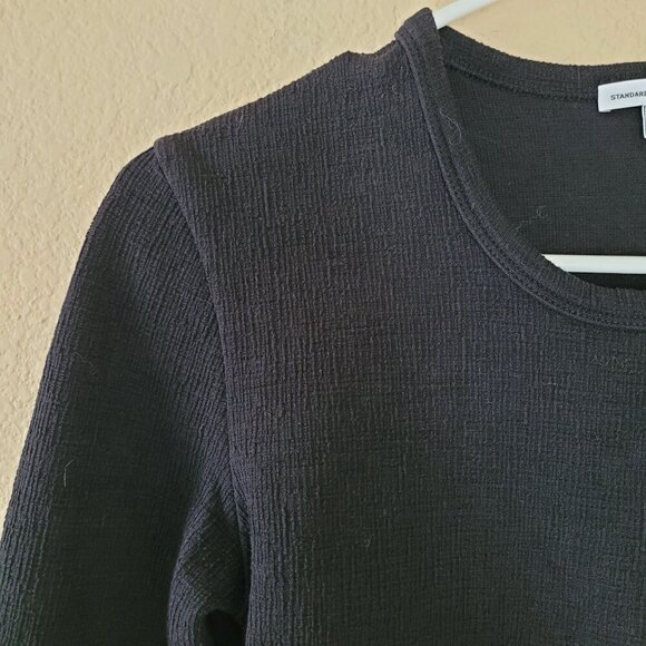 Standard James Perse Womens Black Slub Cotton Jersey Top Size 3 M/L Long Sleeve - Picture 7 of 8